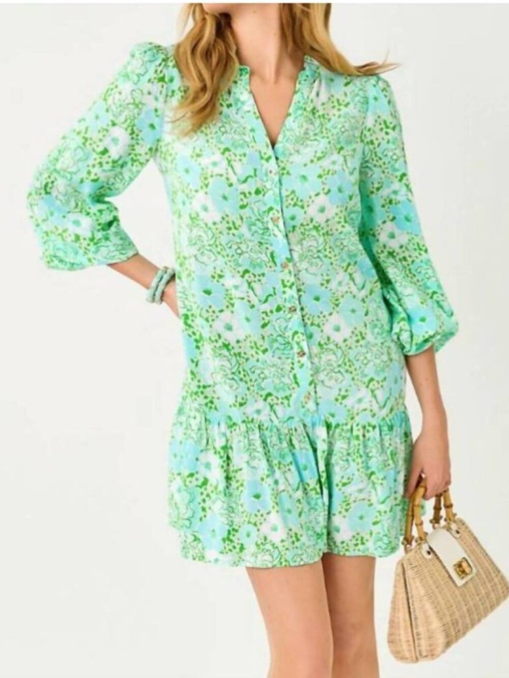 NWT Lilly Pulitzer Long Sleeve Shaley Dress in Mint Condition Burst of Joy Sz 2